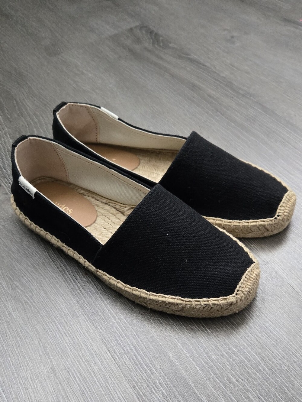 Women's Black Canvas Espadrille Slip-Ons - Picture 2 of 6